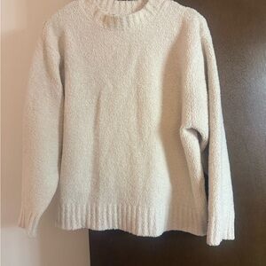 Zara Cream Textured Crew Neck Sweater